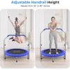 imageSereneLife 3640quot Foldable Mini Trampoline  Compact Fitness Trampoline for Kids Adults Exercise Rebounder with Foam Handle IndoorGarden Workout Equipment Max Load 150220 lbs40 IN Deep Blue