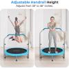 imageSereneLife 3640quot Foldable Mini Trampoline  Compact Fitness Trampoline for Kids Adults Exercise Rebounder with Foam Handle IndoorGarden Workout Equipment Max Load 150220 lbs40 IN Sky Blue