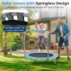 imageSereneLife 3640quot Foldable Mini Trampoline  Compact Fitness Trampoline for Kids Adults Exercise Rebounder with Foam Handle IndoorGarden Workout Equipment Max Load 150220 lbs36 IN Sky Blue