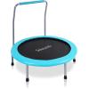 imageSereneLife 3640quot Foldable Mini Trampoline  Compact Fitness Trampoline for Kids Adults Exercise Rebounder with Foam Handle IndoorGarden Workout Equipment Max Load 150220 lbs36 IN Sky Blue