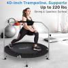 imageSereneLife 3640quot Foldable Mini Trampoline  Compact Fitness Trampoline for Kids Adults Exercise Rebounder with Foam Handle IndoorGarden Workout Equipment Max Load 150220 lbs40 IN Black