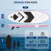 imageSereneLife 79quot Kids Inflatable Stand Up Paddle Board  SUP for Youth with SingleAction Pump Adjustable Paddle ampamp Backpack  30 Wide Stable Design with NonSlip EVA Deck Pad Ages 5 200lb CapacityPink