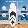 imageSereneLife 79quot Kids Inflatable Stand Up Paddle Board  SUP for Youth with SingleAction Pump Adjustable Paddle ampamp Backpack  30 Wide Stable Design with NonSlip EVA Deck Pad Ages 5 200lb CapacityPink
