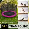 imageSereneLife 8FT 10FT 12FT 14 FT Trampoline Outdoor  HeavyDuty Backyard Trampoline for Kids and Adults with Wide Jumping Surface Stable LShaped Legs Safety Net ASTM Approved Supports 264 lbs10FTPINK