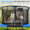 imageSereneLife 8FT 10FT 12FT 14FT Outdoor Trampoline for Kids  Recreational Backyard Trampoline with Curved Safety Poles and Net Enclosure ASTM Approval for Kids Adults12 FT
