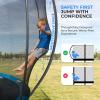 imageSereneLife 8FT 10FT 12FT 14FT Outdoor Trampoline for Kids  Recreational Backyard Trampoline with Curved Safety Poles and Net Enclosure ASTM Approval for Kids Adults8 FT