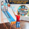 imageSereneLife Arcade Basketball Game Indoor Shootout Heavy Duty Foldable Dual Hoop with Electronic Shot Scoreboard Play Timer PreAssembled FrameSingle Shot