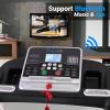 imageSereneLife Electric Folding Treadmill Exercise Machine  Smart Compact Digital Fitness Treadmill Workout Trainer wBluetooth App Sync Manual Incline Adjustment for Walking Running GymBLACK