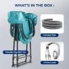 imageSereneLife Foldable Dog Bath Tub with Adjustable Height 360 Access Drain Hose ampamp Storage Pockets  130 lb Capacity Grooming Station for IndoorOutdoor Use BeigeBlue