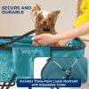 imageSereneLife Foldable Dog Bath Tub with Adjustable Height 360 Access Drain Hose ampamp Storage Pockets  130 lb Capacity Grooming Station for IndoorOutdoor Use BeigeBlue