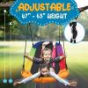 imageSereneLife Giant Platform Swing 67 Glider Kids Outdoor Backyard Tree Playhouse Playground Saucer Swing Set Mega Swinging Surfer Mat Swingset wRope Straps Cushion Padded Frame One Size RainbowRainbow  Hang Kit