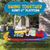 imageSereneLife Giant Platform Swing 67 Glider Kids Outdoor Backyard Tree Playhouse Playground Saucer Swing Set Mega Swinging Surfer Mat Swingset wRope Straps Cushion Padded Frame One Size RainbowRainbow  Hang Kit
