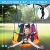 imageSereneLife Giant Platform Swing 67 Glider Kids Outdoor Backyard Tree Playhouse Playground Saucer Swing Set Mega Swinging Surfer Mat Swingset wRope Straps Cushion Padded Frame One Size RainbowRainbow