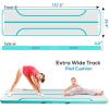 imageSereneLife Gymnastics Inflatable Air Tumbling Floor Mat Floating Water Mat 13FT 4in Thickness for OutdoorHome Indoor Use Tumbling Training Cheerleading Yoga Water with Electric Air PumpAquamarine