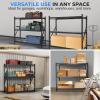 imageSereneLife Heavy Duty 3Tier Metal Garage Shelving  24quot x 77quot x 72quot Extra Wide Adjustable Storage Utility  Freestanding Bulk Storage Rack  Open Wire Mesh Design  2000 lbs Capacity