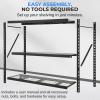 imageSereneLife Heavy Duty 3Tier Metal Garage Shelving  24quot x 77quot x 72quot Extra Wide Adjustable Storage Utility  Freestanding Bulk Storage Rack  Open Wire Mesh Design  2000 lbs Capacity