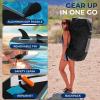 imageSereneLife Inflatable 106 Stand Up Paddle Board with 33 Wide Stable Platform  NonSlip EVA Deck 3Piece Aluminum Paddle Safety Leash Removable Fins ampamp Carry Backpack 350 lbs Capacity
