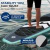 imageSereneLife Inflatable 106 Stand Up Paddle Board with 33 Wide Stable Platform  NonSlip EVA Deck 3Piece Aluminum Paddle Safety Leash Removable Fins ampamp Carry Backpack 350 lbs Capacity