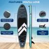imageSereneLife Inflatable 106 Stand Up Paddle Board with 33 Wide Stable Platform  NonSlip EVA Deck 3Piece Aluminum Paddle Safety Leash Removable Fins ampamp Carry Backpack 350 lbs Capacity