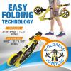imageSereneLife Kick Scooter Adult Teenagers Kids 2 Wheel Kids Scooter with Adjustable TBar Handlebar  Alloy AntiSlip Deck  Portable Folding Scooters for Kids with Carrying StrapYellow