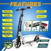 imageSereneLife Kick Scooter Adult Teenagers Kids 2 Wheel Kids Scooter with Adjustable TBar Handlebar  Alloy AntiSlip Deck  Portable Folding Scooters for Kids with Carrying StrapWhite
