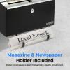 imageSereneLife Outdoor Wall Mailbox ampamp Newspaper Holder  024 FT Cubic Mailbox  Easy Installation Secure Lock Mechanism  Ideal for Residential or Commercial Use  Wall Mountable  15x3x11 in  Black