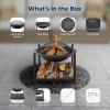imageSereneLife Portable Outdoor Fire Pit  2in1 Steel BBQ Grill and 26quot Wood Burning Fire Pit Bowl with Mesh Spark Screen Log Grate Fire Poker and Cover for Camping Picnic BonfiresRound