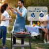 imageSereneLife Portable Outdoor Fire Pit  2in1 Steel BBQ Grill and 26quot Wood Burning Fire Pit Bowl with Mesh Spark Screen Log Grate Fire Poker and Cover for Camping Picnic BonfiresRound