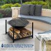 imageSereneLife Portable Outdoor Fire Pit  2in1 Steel BBQ Grill and 26quot Wood Burning Fire Pit Bowl with Mesh Spark Screen Log Grate Fire Poker and Cover for Camping Picnic BonfiresRound