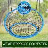 imageSereneLife Saucer Swing with Hang Kit Outdoor Tree Swing with Swivel Spinner for Kids BlackWeb Seat