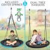 imageSereneLife Saucer Swing with Tree Hang Kit 40 Outdoor Tree Swing 2 Adjustable Hanging Rope Straps and Center Swivel Spinner for Kids BlackBlack