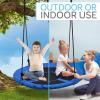 imageSereneLife Saucer Swing with Tree Hang Kit 40 Outdoor Tree Swing 2 Adjustable Hanging Rope Straps and Center Swivel Spinner for Kids BlackBlue