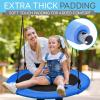 imageSereneLife Saucer Swing with Tree Hang Kit 40 Outdoor Tree Swing 2 Adjustable Hanging Rope Straps and Center Swivel Spinner for Kids BlackBlue