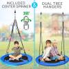 imageSereneLife Saucer Swing with Tree Hang Kit 40 Outdoor Tree Swing 2 Adjustable Hanging Rope Straps and Center Swivel Spinner for Kids BlackBlue