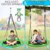 imageSereneLife Saucer Swing with Tree Hang Kit 40 Outdoor Tree Swing 2 Adjustable Hanging Rope Straps and Center Swivel Spinner for Kids BlackGreen