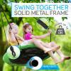 imageSereneLife Saucer Swing with Tree Hang Kit 40 Outdoor Tree Swing 2 Adjustable Hanging Rope Straps and Center Swivel Spinner for Kids BlackGreen