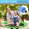 imageSereneLife Saucer Swing with Tree Hang Kit 40 Outdoor Tree Swing 2 Adjustable Hanging Rope Straps and Center Swivel Spinner for Kids BlackGreen