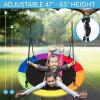 imageSereneLife Saucer Swing with Tree Hang Kit 40 Outdoor Tree Swing 2 Adjustable Hanging Rope Straps and Center Swivel Spinner for Kids BlackRainbow