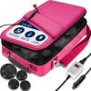 imagePortable Massage Stone Warmer Set  Electric Spa Hot Stones Massager and Heater Kit with 6 Large and 6 Small Round Shaped Basalt Massaging Rocks Digital Controller Heating Bag PinkPink
