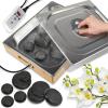 imagePortable Massage Stone Warmer Set Electric Spa Hot Stones Massager and Heater Kit with 6 Large and 6 Small Round Shaped Basalt Warm Massaging Therapy Rocks Equipment Digital Controller Heating Bag