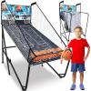 imageSereneLife Dual Hoop Basketball Shootout Indoor Home Arcade Room Game with Electronic LED Double Basketball Shot Scoreboard ampamp Play Timer Foldup Court Shooting Sports for KidsampampAdults PlayerDual Shot