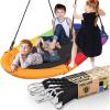 imageSereneLife Giant Platform Swing 67 Glider Kids Outdoor Backyard Tree Playhouse Playground Saucer Swing Set Mega Swinging Surfer Mat Swingset wRope Straps Cushion Padded Frame One Size RainbowRainbow  Hang Kit