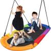 imageSereneLife Giant Platform Swing 67 Glider Kids Outdoor Backyard Tree Playhouse Playground Saucer Swing Set Mega Swinging Surfer Mat Swingset wRope Straps Cushion Padded Frame One Size RainbowRainbow