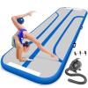 imageSereneLife Gymnastics Inflatable Air Tumbling Floor Mat Floating Water Mat 13FT 4in Thickness for OutdoorHome Indoor Use Tumbling Training Cheerleading Yoga Water with Electric Air PumpBlue
