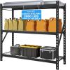 imageSereneLife Heavy Duty 3Tier Metal Garage Shelving  24quot x 77quot x 72quot Extra Wide Adjustable Storage Utility  Freestanding Bulk Storage Rack  Open Wire Mesh Design  2000 lbs Capacity