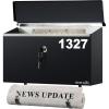 imageSereneLife Outdoor Wall Mailbox ampamp Newspaper Holder  024 FT Cubic Mailbox  Easy Installation Secure Lock Mechanism  Ideal for Residential or Commercial Use  Wall Mountable  15x3x11 in  Black