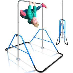 imageKids Gymnastics Bar Adjustable Height Foldable Expandable Horizontal Gymnastic Training Equipment for Home Indoor Toddlers Gym Set Monkey Bar Fun
