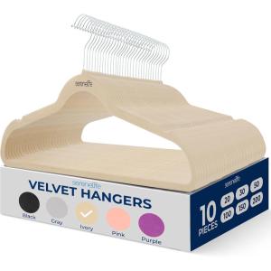 imageSereneLife 100Pack Velvet Hangers  Slim NonSlip Design with Swivel Hook  HeavyDuty Closet Organizer for Shirts Pants ampamp Dresses  Lightweight SpaceSaving Storage Solution  BlackIvory
