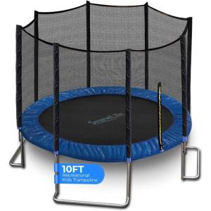 imageSereneLife 10FT Trampoline Outdoor  HeavyDuty Backyard Trampoline for Kids and Adults with Wide Jumping Surface Stable LShaped Legs Safety Net ASTM Approved Supports 264 lbs 120 x 100 IN