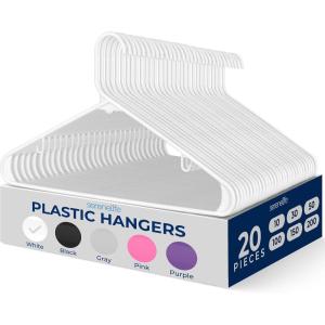 imageSereneLife 20Pack Plastic Hangers NonSlip SpaceSaving Closet Organizers Durable and Strong for Shirts Sweaters Hoodies Kids Clothes ampamp Dresses UltraThin LightweightWhite
